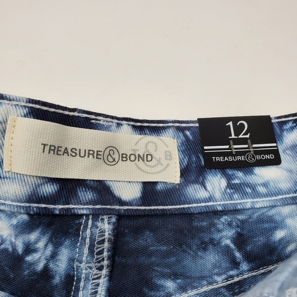 NWT TREASURE & BOND NORDSTROM NAVY DENIM TIE DYE HIGH WAIST SHORTS GIRLS SIZE 12 - Picture 11 of 13
